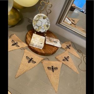 Bee themed burlap banner.